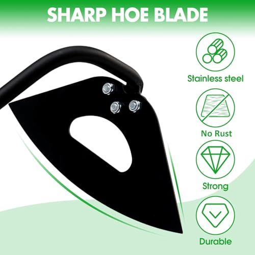 Garden Hoe for Weeding Tool, Heavy Duty Dutch Weeding Hoe Gardening Hand Hoe for Women Kids Men, Metal Garden Weeder Rake Weed Puller for Lawn Long Handle 170 cm - Image 2