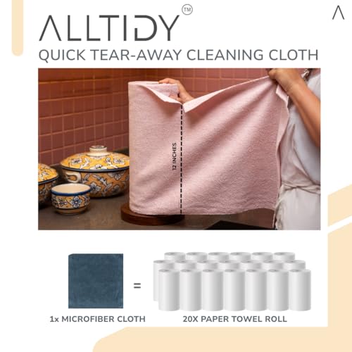 Image of Microfiber Cleaning Cloth Roll | Reusable & Washable Tear-Away Towels - 30x30 cm | Absorbent & Lint-Free for Kitchen, Car, Bike, Home, Hotels, Clinics & Salons (15 Pulls, Beige)