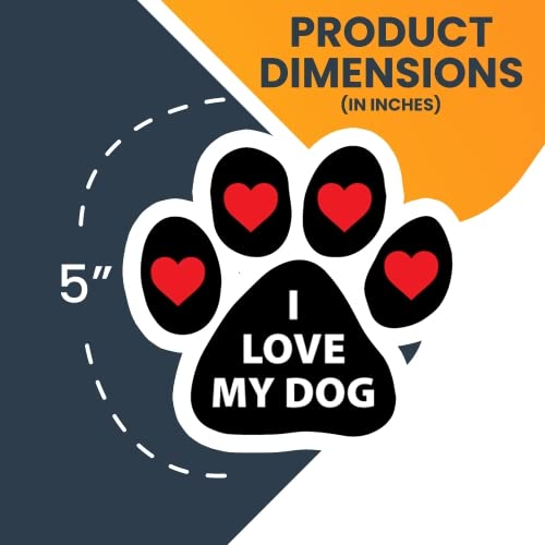 Image of I Love My Dog with Heart Pawprint Car Magnet 5 Inch, Dog Lover Gift