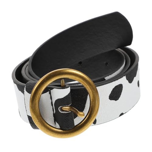 Fashion Cow Print Pin Buckle Waist Strap for Women Imitation Leather Belt for Jeans and Casual Pants Lightweight Plus Dress Accessory
