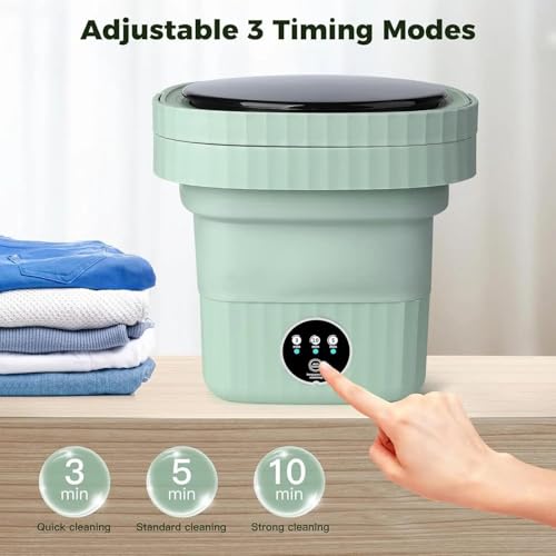 Image of Welko Portable Mini Washing Machine, Foldable Washing Machine Top Load Fully Automatic with 3 Modes Spinner and Dryer, Semi Automatic Bucket Washer for Travel, Home, Baby Clothes