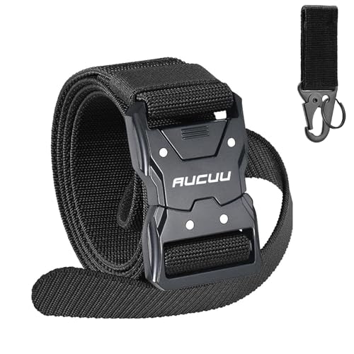 Aucuu Schnellverschluss Taktischer Gürtel, Arbeitsgürtel Herren mit Schnellspanner Metallschnalle, Militär Wandern Arbeitgürtel, Gürtel Nylon Canvas Belt, Herren Belt für Outdoor, Arbeit, Militär