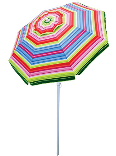 Rio Beach 6' Beach Umbrella with Sun Block, Multi Stripe