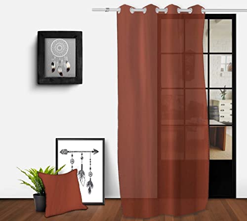 Soleil d'ocre, Spirit Voilage à Oeillets, Coton Lin, Brique, 140x250 cm