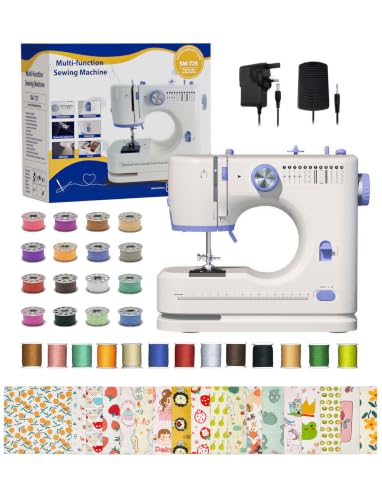 Portable Sewing Machine Ideal for Beginners, Adults, and Kids - 12 Built - in Stitches, Basic Sewing Kit Included, 2 - Speed Foot Pedal, Perfect for Home Use - Blue And White-HKS3
