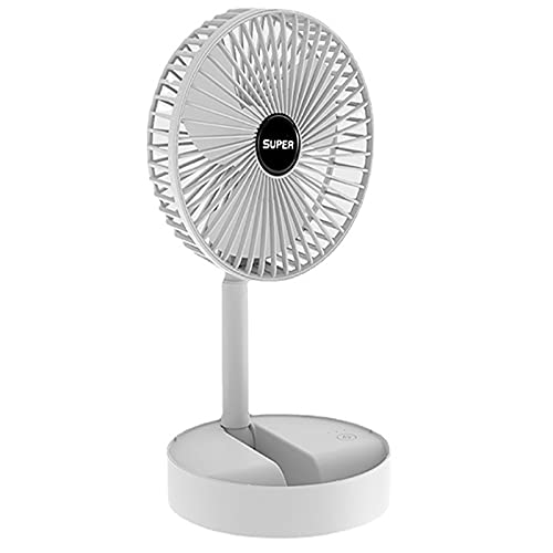 Aiwjeakh Ventilateur Portable USB Rechargeable Bureau MéNage Ventilateur TéLescopique Pliable Batterie Faible Bruit Mini Ventilateur ÉLectrique Blanc