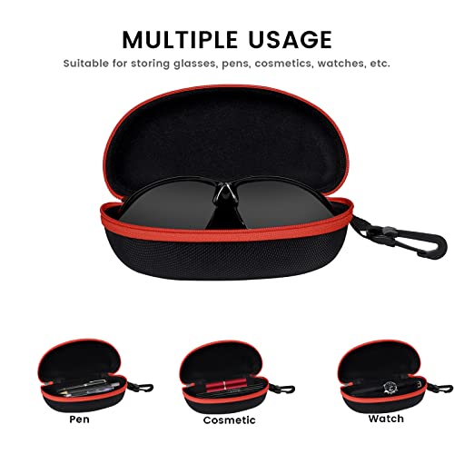Image of molshine 3 Pieces Portable Hard Shell Sunglasses Case, Zipper Eyewear Eyeglasses Case with Hook for Women Men Travel Sports