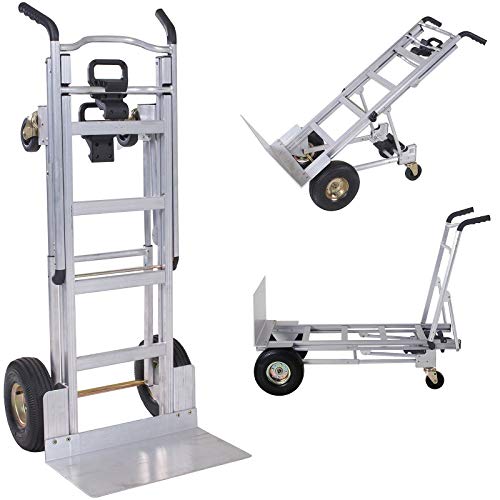 Diable multifonction 3 en 1 max 454 kg en aluminium - Chariot pliant pour transport à la main