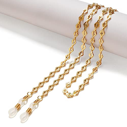 Colgar Máscaras Cadena Mujeres Hombres Clip De Papel Gafas Cadenas Soporte De Acero Inoxidable Gafas De Sol Correa Gafas Cuello Cordón 08Gold