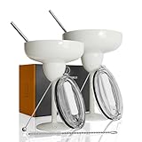 Stainless Steel Insulated Margarita Glasses with Lid, Break-Resistant Vacuum Sealed Margarita Tumbler Ideal for Mother's Day Gift (Cream, Pack of 2)