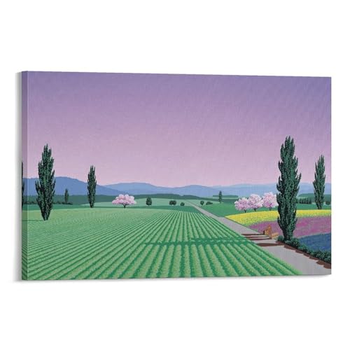 Toile Hiroshi Nagai Pastel Farmland - Évadez-vous au cœur du design rétro