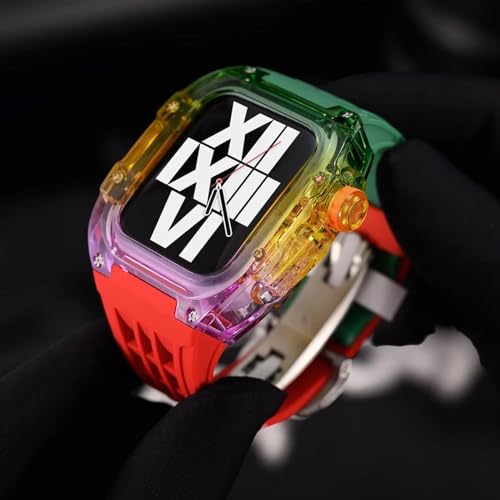 Cubierta transparente Apple Watch 44mm con correa arcoíris SE Serie 4 6