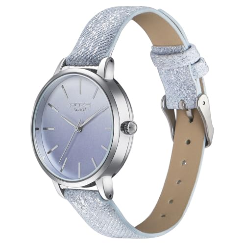 Image of Sonata Poze Quartz Silver Dial Pink Leather Strap Analog Watch for Women-SP80091SL01WF