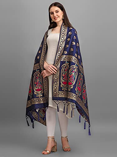 DEVANGI Women's Woven Banarasi Silk Zari Dupatta/Chunni, Width 1 Meter, Length 2.5 Meter