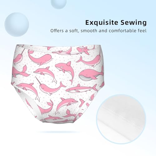 Pink Whales Sharks Narwhal Girls' Underwear Soft Cotton Little Girls Panties Comfort Briefs3