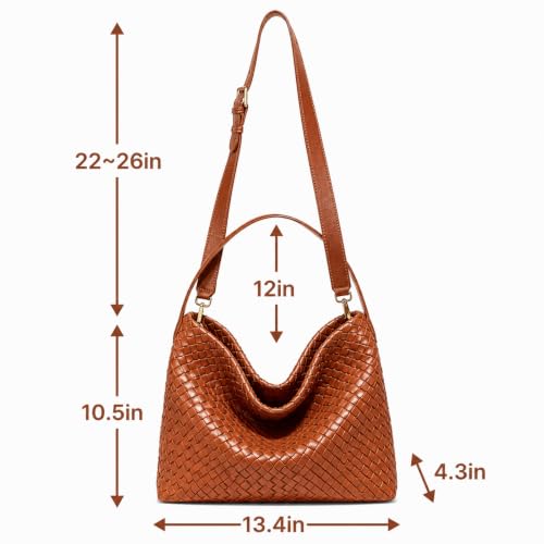 Image of Suede Woven Tote Bag for Women, Hobo Shoulder Bag for Work Travel