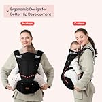 BabbleRoo 6-in-1 Baby Carrier with Hip Seat, Ergonomic, Cozy & Adjustable Toddler Carrier 7-50 lbs with Hip & Lumbar Support, Hood for Sun Protection, Baby Carrier Newborn to Toddler, Black - Image 2