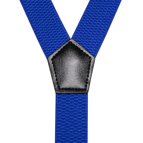 Image of RBOCOTT Mens Solid Color Suspender with 3 Cilps Adjustable Braces