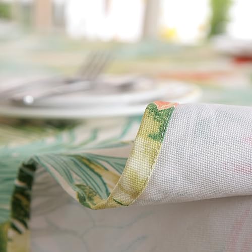 Nappe feuilles tropicales vert coton pour repas terrasse KnSam