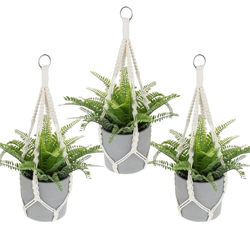 SNSYGN Makramee Blumenampel, 3 Stück Blumenampel Hängend Innen Boho Pflanzenaufhänger Baumwollseil Pflanzenampel Hängend für Innen, Außen, Garten, Balkon, Terasse, Fenster (50cm) SNSYGN Makramee Blumenampel, 3 Stück Blumenampel Hängend Innen Boho Pflanzenaufhänger Baumwollseil Pflanzenampel Hängend für Innen, Außen, Garten, Balkon, Terasse, Fenster (50cm)