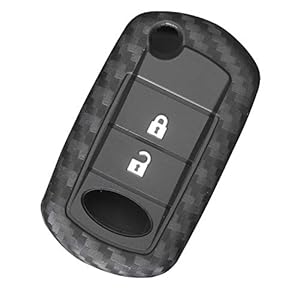 Berfea Autosleutel Fob Cover Koolstofvezel Siliconen Case Compatibel met Land Rover Range Rover Sport LR3 Discovery Beschermd 3 Knoppen