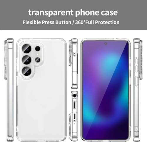 Image of ClearShield Transparent Back Cover for Samsung Galaxy S26 Ultra 5G, Hybrid PC & TPU Shockproof Design, 360 Degree Protection Crystal Clear Case, Anti-Scratch Armor Mobile Phone Cover
