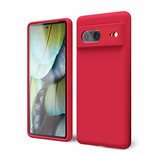 oakxco Coque Silicone pour Google Pixel 7a, Étui Ultra Fine Souple Gel Caoutchouc Anti-Chocs Housse Toucher Soyeux, Slim Esthétique Protection Cover, Rouge