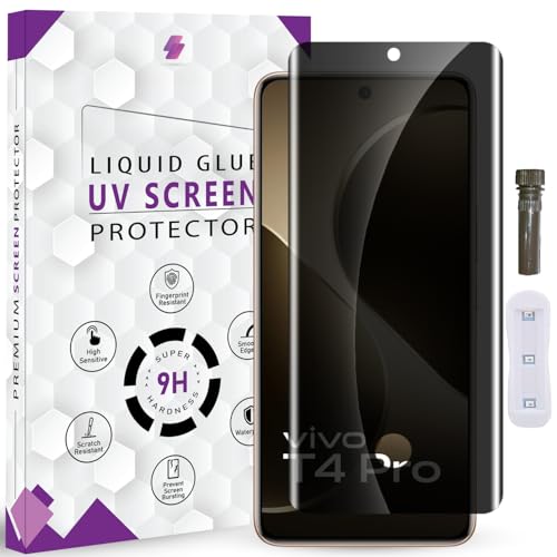 Image of Advanced HD+ UVPrivacy Tempered Glass Screen Protector for Vivo T4 Pro 5G (6.77 Inch, Pack of 1) Anti-Spy /Anti-Peeping 9H Hardness Screen Guard with Installation Kit & Guide