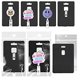 100PACK Badge Reel Display Cards Packaging, Fits Alligator and Belt Clips, Retractable Name Badge ID Holders, Blank Hanging Cardstock Holder with Clear Self-Seal Bags (Black)
