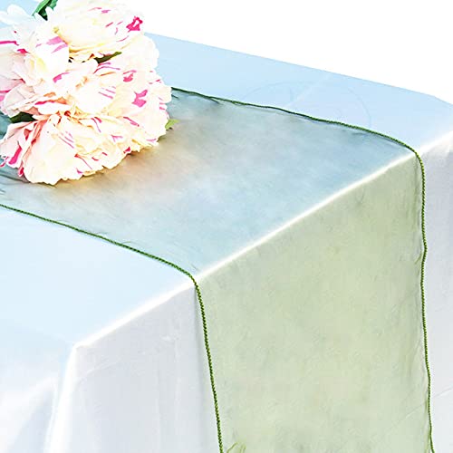 ERRVA Runner da tavolo in organza velata 50 pezzi 30x275 cm decorazione della casa fiocchi per sedie decorazione del telaio per banchetti di feste decorazione della tavola di nozze-verde oliva