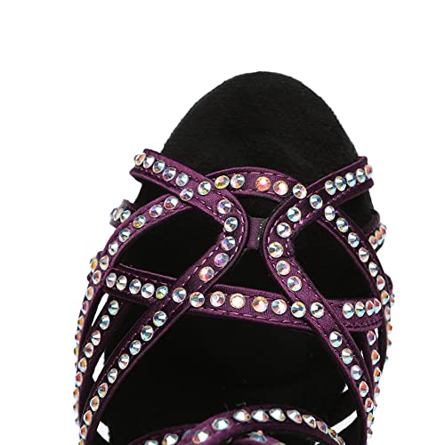SWDZM Women's Latin Dance Shoes Rhinestone Ballroom Salsa Chacha Professional Performance Practice Dancing Shoes,Model YCL483 7
