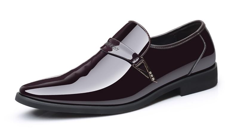 Mens Slip On Wingtip Oxford Shoes Comfort Business Fashion Dress Shoes Low Top Derby Shoes for Men(Brown,8.5)