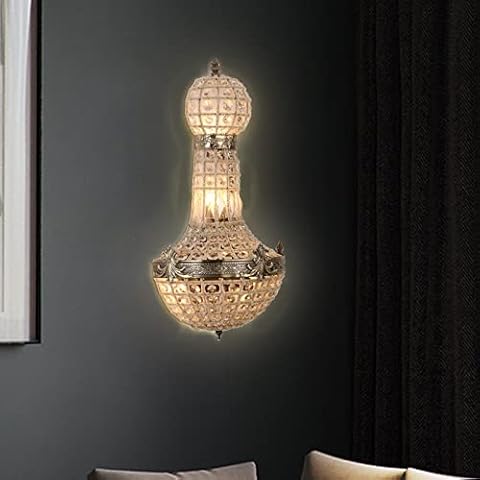 FIRVRE Moderne Glas Kristall wandleuchten Europäischer Stil Palast Luxus Retro Bronze Schnitzerei Wandleuchter für Hotel Bar Restaurant Wohnzimmer Schlafzimmer Badezimmer Korridor Treppe Cover