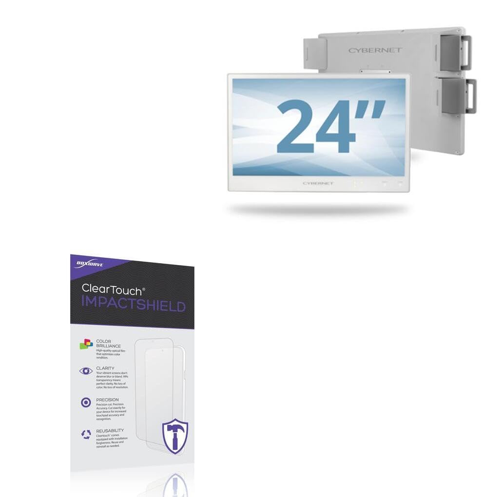 BoxWave Screen Protector Compatible With Cybernet CyberMed G24B - ClearTouch ImpactShield (2-Pack), Impenetrable Screen Protector Flexible Film