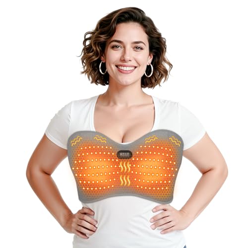 Yabuu Chest Breast Massage Heating Pad Relieve Breast Swelling, Blockage,Breast Hyperplasia Pain,Lactation Milk Stasis,Breast Nodule 3 Temperature,Time,Massage Settings Easy Carrying Thoughtful Gift