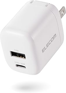 エレコム 充電器 33W 2ポート Type-C USB-A PD対応 【PSE技術基準適合/PPS対応/急速充電】 ホワイト EC-AC11433WH