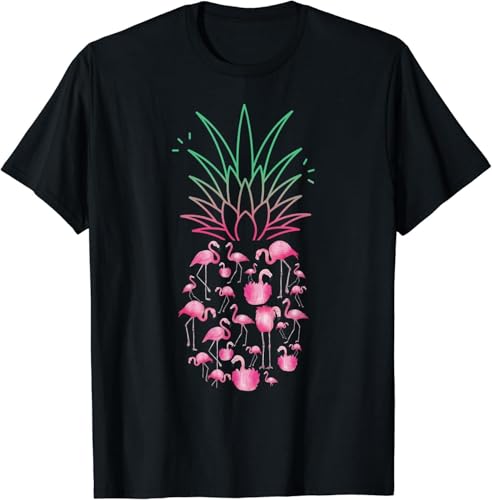 Pineapple Pink Flamingo Summer Fruit Hawaiian Men Women Kids T-ShirtBlack L