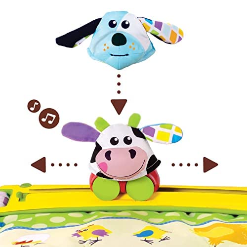 Yookidoo Baby Tummy Time Mat Newborn Musical Playmat & Outdoor Gym. Pillow, Teething Toys and Portable Fold-Up Case. 0-12 Months.