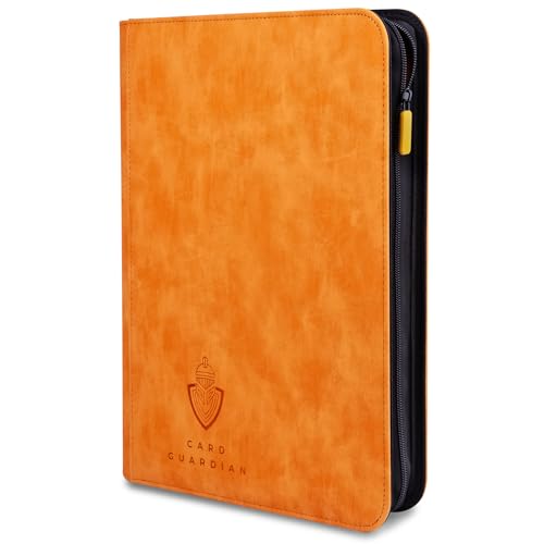 Card Guardian - Raccoglitore a 9 tasche con cerniera per 504 carte - Tasche laterali per giochi di carte collezionabili TCG (arancione)