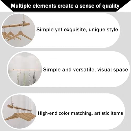 Barre de suspension dressing suspendu plafond bois rétro 200cm - 7