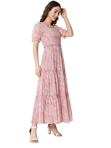 Image of ALL WAYS YOU Women's Casual Tie-Dye Half Sleeve Poly Georgette Ankle Length Dress for Women (A2107DRPR412)