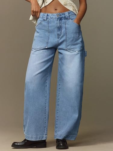 EMMIOL Women Ankle Jeans Wide Leg Baggy Boyfriend Mid Rise Cropped Denim Pants Trendy 20252