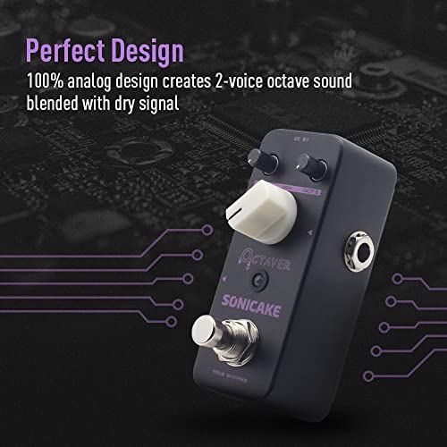 Image of SONICAKE Octave Guitar Pedal, Analog Classic Lower Octave Guitar Effects Pedal for Guitar & Bass, True Bypass - Octaver