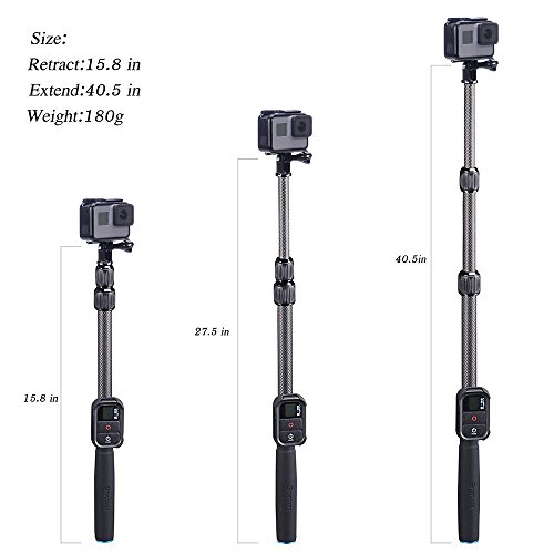 Smatree S2C Carbon Fiber Selfie Stick Compatible For Gopro Hero 11/10/9/8/7/6/5/4/3 Plus/3/2/1/Session Camera (Wifi Remote Controller Is Not Included) #TOP1