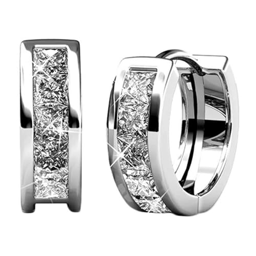 Cate Chloe Giselle 18k White Gold 15mm Hoop Earrings with