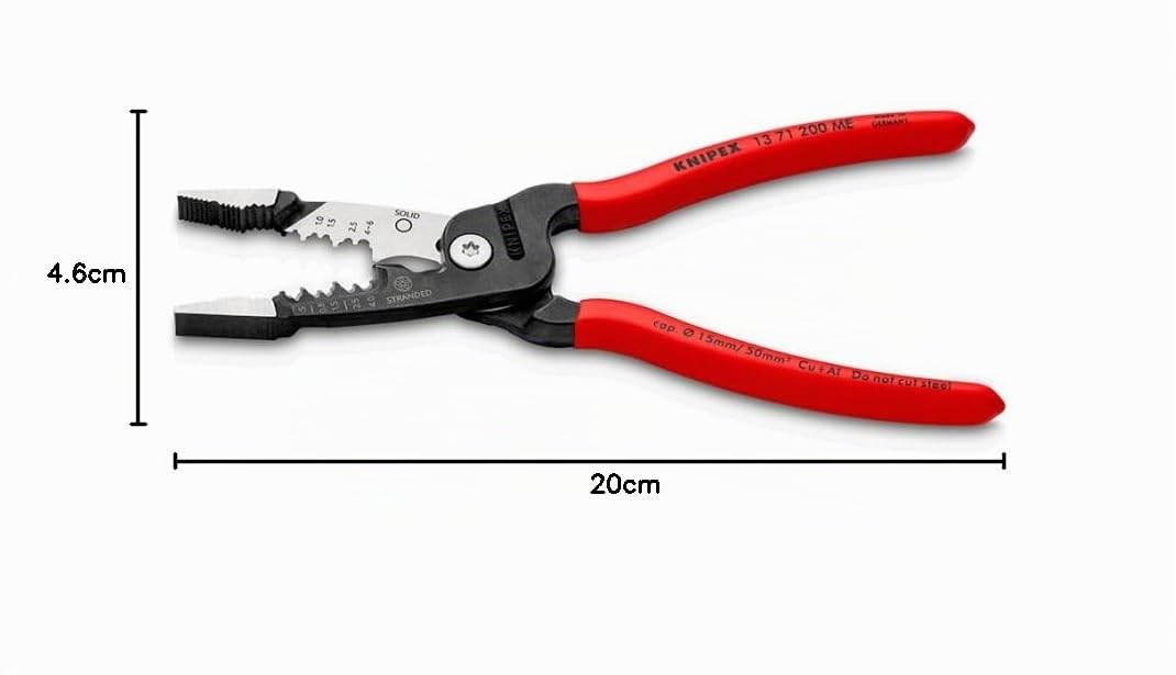 KNIPEX Pinza multifunzione per elettricisti modello metrico, 13 71 200 ME | rivestiti in resina sintetica 200 mm
