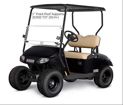 Tan Golf Cart Cover – Doorworks Hinged Door Golf Cart Enclosures – EZGO TXT 14+ (1" Front Roof Supports) Vinyl Cart Cover, Swinging Hard Doors, Fits Golf Bags, Utility Box or Rear Facing Seat - Thumbnail 2