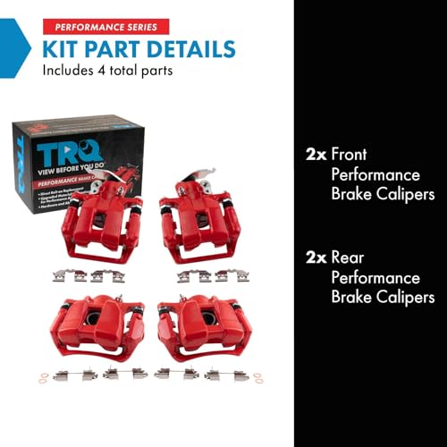 Image of TRQ Performance Front and Rear Brake Caliper Set Caliper Brackets Compatible with 2013-2017 Honda Accord