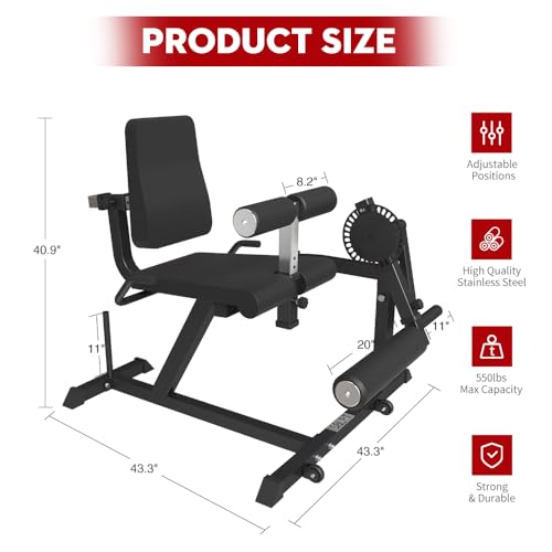 SPART Leg Extension and Leg Curl Machine, Adjustable Plate Loaded Lower Body Special Leg Machine, Leg Rotary Extension Exercise Bench for Thigh, Waist, Quads and Hamstrings, 660LB Commercial Rated