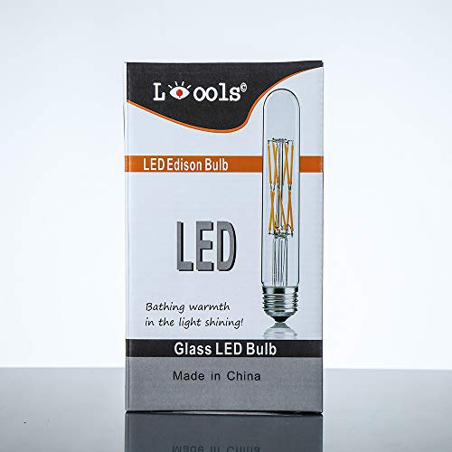 Leools 12W Dimmable Edison Led Tubular Bulb T10/T30,E26 Medium Base Filament Lamp 100 Watt Equivalent 4000K Daylight Glow,Vintage Antique Bulbs,7.3in(185mm),3-Pack